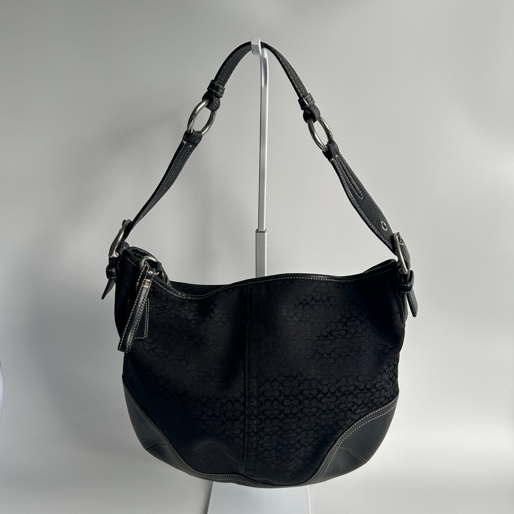 Coach Soho Hobo Black Jacquard Leather Shoulder Bag 1460